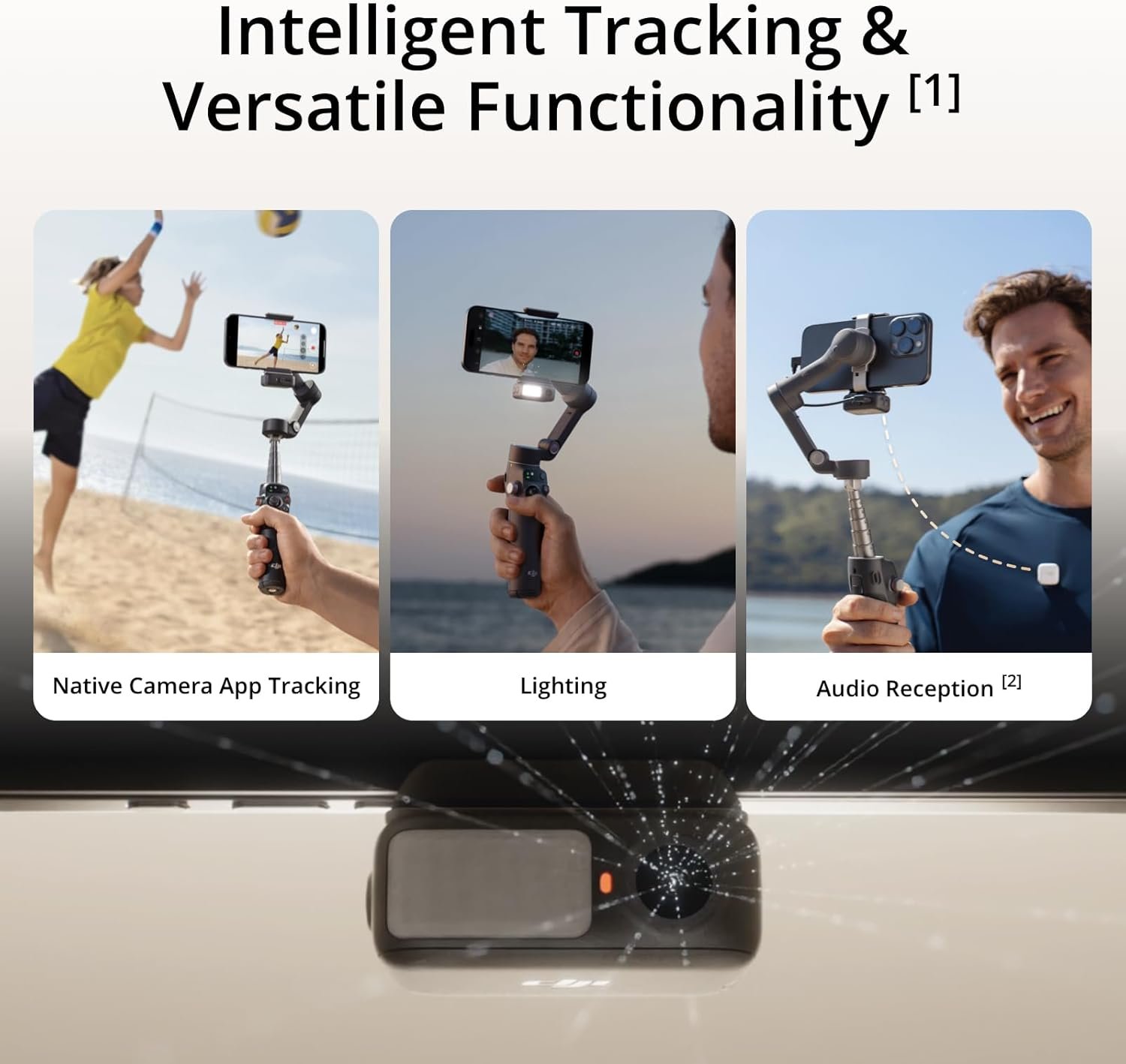 DJI Osmo Mobile 7P smartphone gimbal with multifunctional module track view