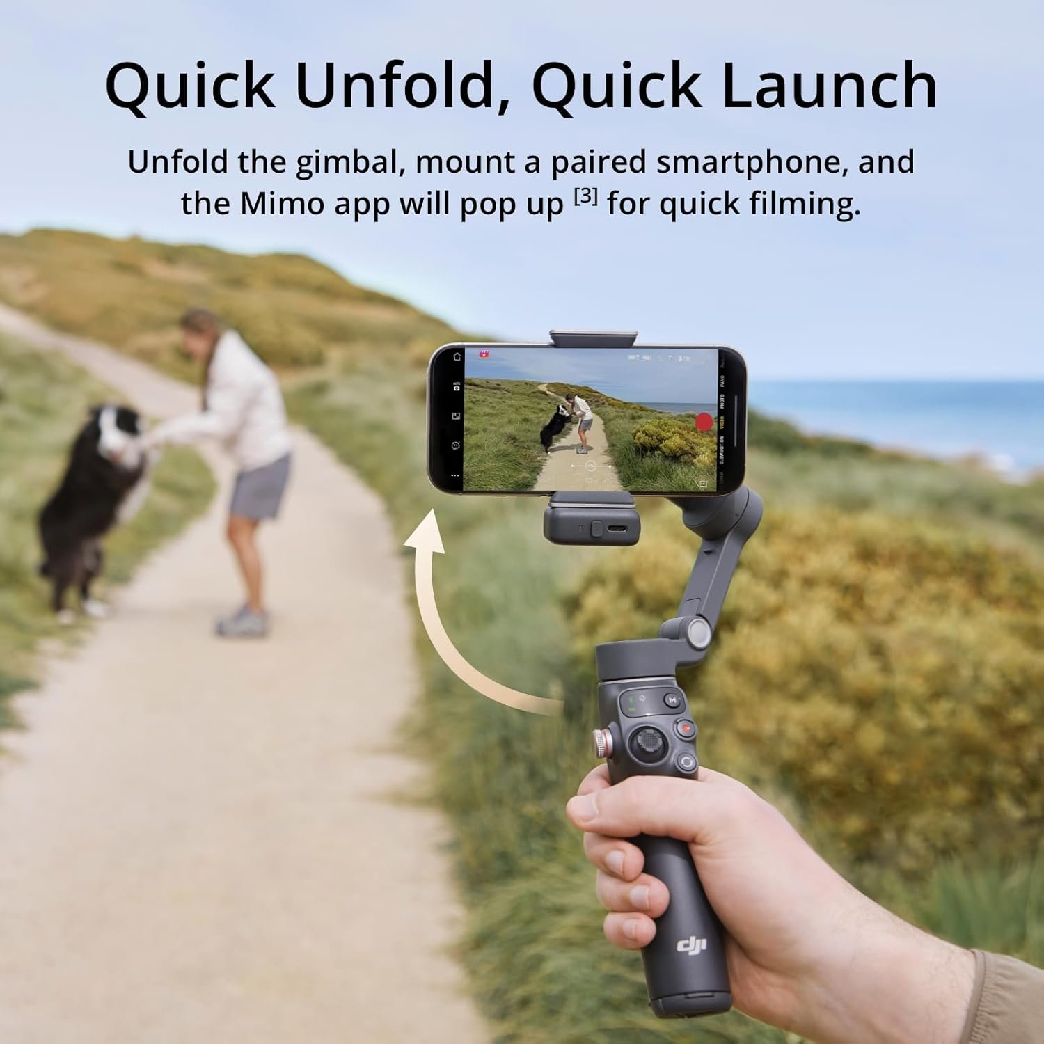 DJI Osmo Mobile 7P smartphone gimbal with multifunctional module fold view