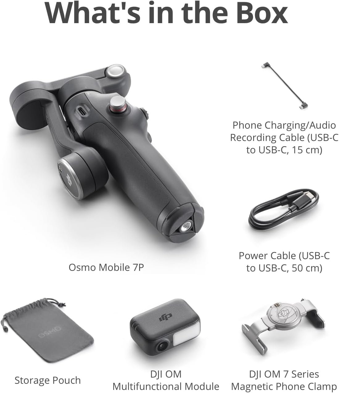 DJI Osmo Mobile 7P smartphone gimbal with multifunctional module package view
