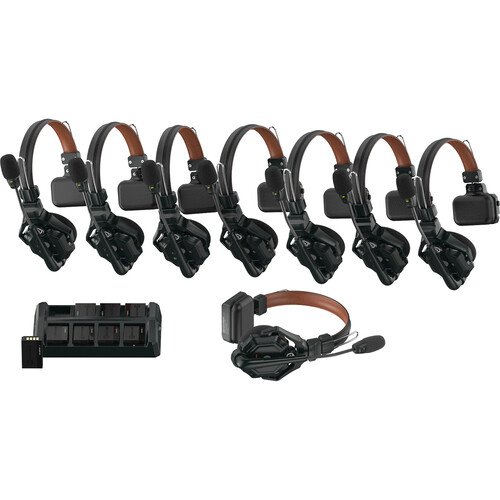 Hollyland Solidcom C1 Pro-8S wireless intercom system with 8 headsets front view