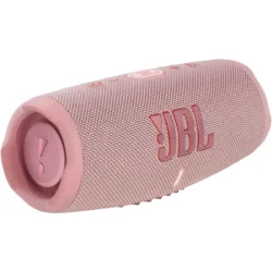 JBL Charge 5 Pink portable Bluetooth speaker left view
