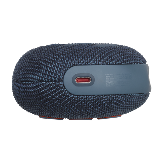JBL Clip 5 Blue portable Bluetooth speaker bottom view
