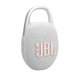 JBL Clip 5 White portable Bluetooth speaker side l view