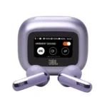 JBL Live Flex 3 Purple earbuds front view