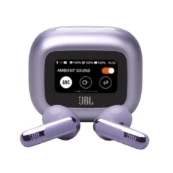 JBL Live Flex 3 Purple earbuds front view