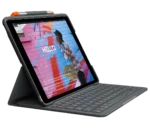 Logitech Slim Folio for iPad Air 3rd Gen graphite keyboard front view