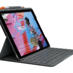 Logitech Slim Folio for iPad Air 3rd Gen graphite keyboard front view