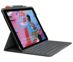 Logitech Slim Folio for iPad Air 3rd Gen graphite keyboard front view