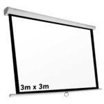 Manual projector screen wall mount 3x3 front view